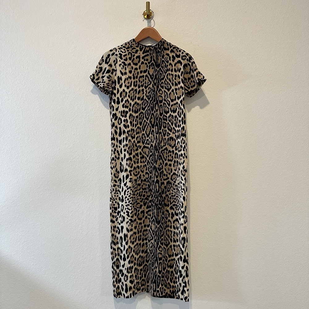 ZARA ZW COLLECTION ANIMAL PRINT MIDI DRESS SIZE M LEOPARD COLUMN MAXI 8252/163